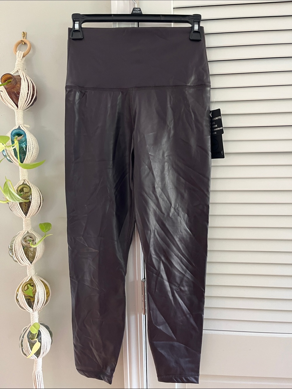 High-Waist Faux Leather Leggings - Eggplant